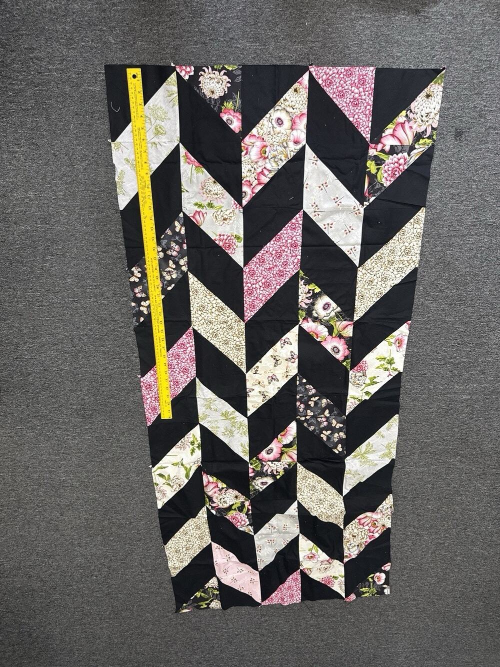 Lot of Black Pink Green Patchwork Quilt Blocks Handmade squares Quilting Strips.